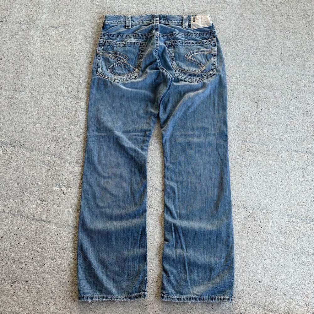 Y2K Silver Jeans Gordie Loose Fit Distressed Light Wash Denim Jeans